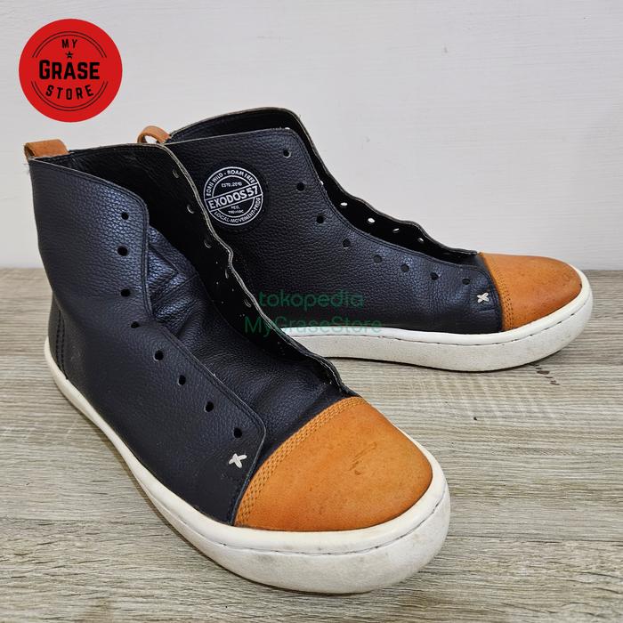 Sepatu Sneakers Kulit Pria Exodos57 Magna Black Tan 42
