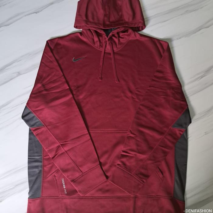 Sweater Pria Big Size Besar Original Branded Nike Therma Fit Hoodie Jaket Pria Besar Ori Maron