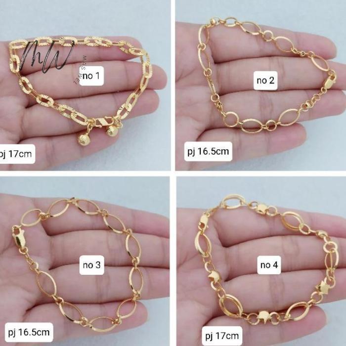 gelang tangan wanita dewasa perak925 lapis kuning no 1 - 15