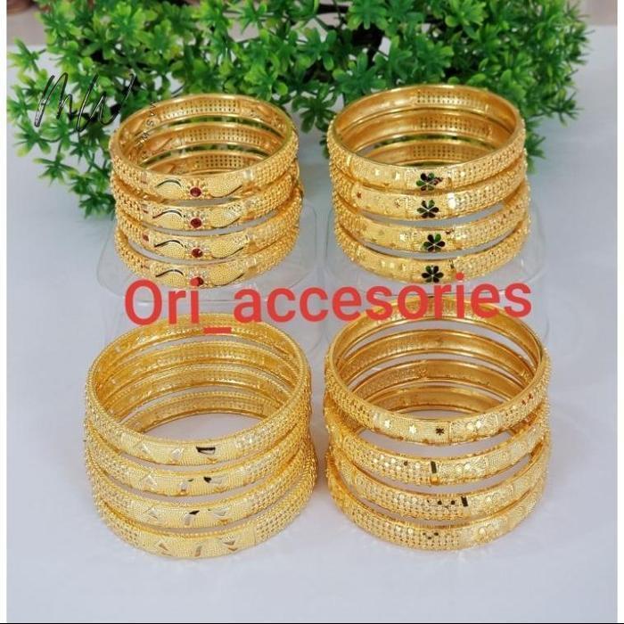 gelang keroncong dubai lapis emas isi4pcs Berkualitas