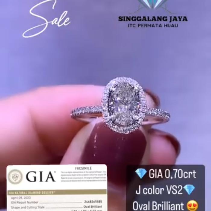 SALE Cincin Berlian eropa GIA 0,40 Carat F Color 1,70Crt illusion look