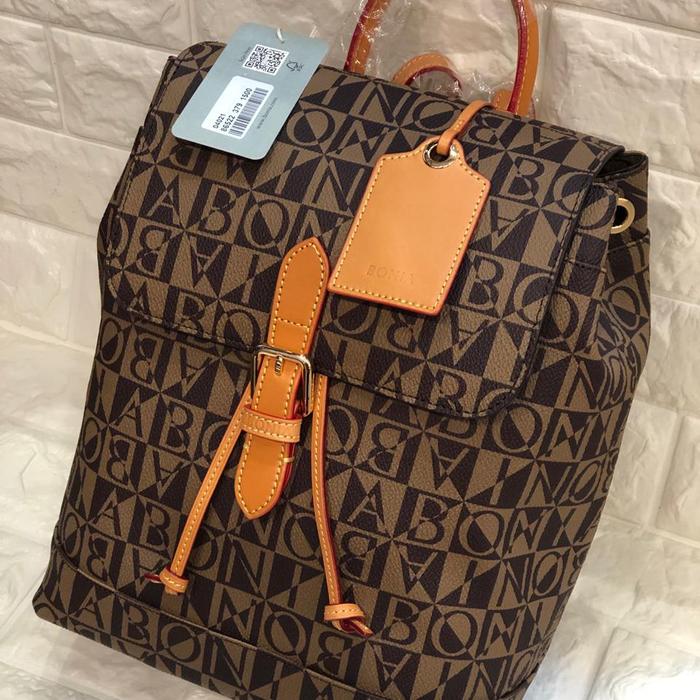 Tas wanita bonia original model ransel monogram cokelat