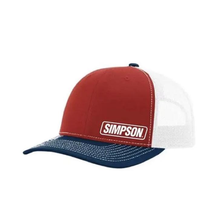 Simpson Racing Simpson Racing Snapback Hat Ashen Red White Blue