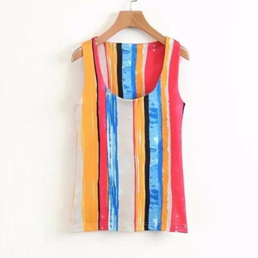 WST E1180 Color Stripe Sleveeless Top - BS260324
