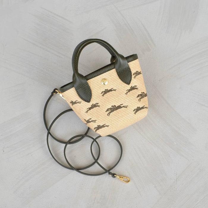 bag LC tas XS Le Panier Pliage Basket Bag Canvas Bag in Khaki Green