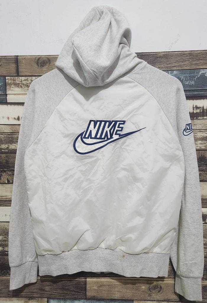 Nike Team Vintage back Swoosh Bordir Jacket Zipper Hoodie Light Grey