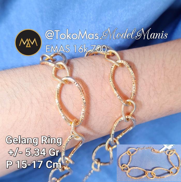 Gelang Hollow Twist Amero emas kuning 700/750 kadar 16k/17k