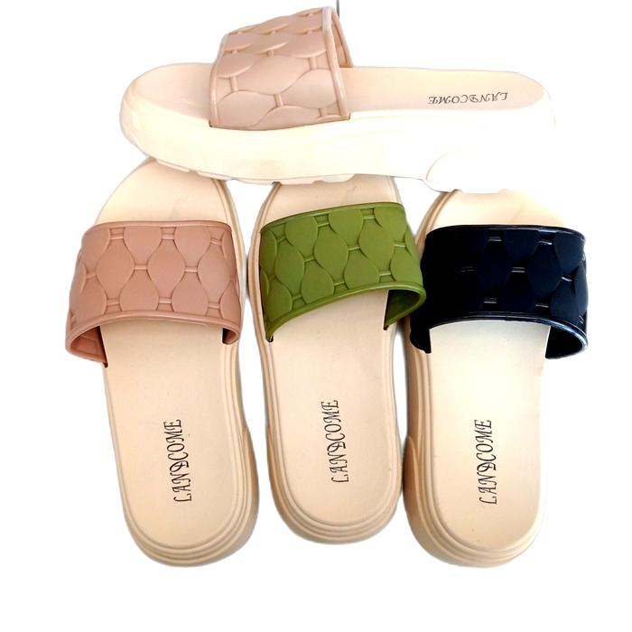 Sandal selop wedges wanita Lancome