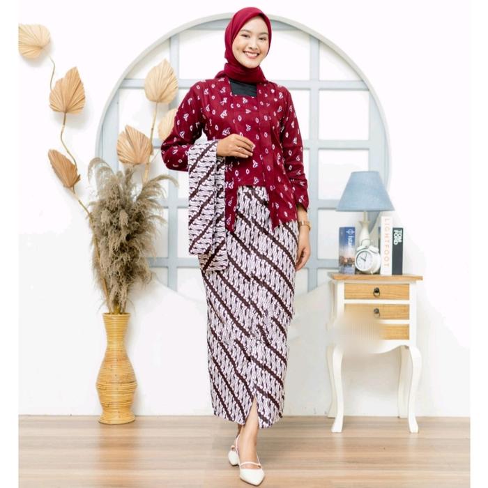 XXXL XXL XL L Rok Batik Panjang Kembang PARANG KECIL Wiron Wiru Putih