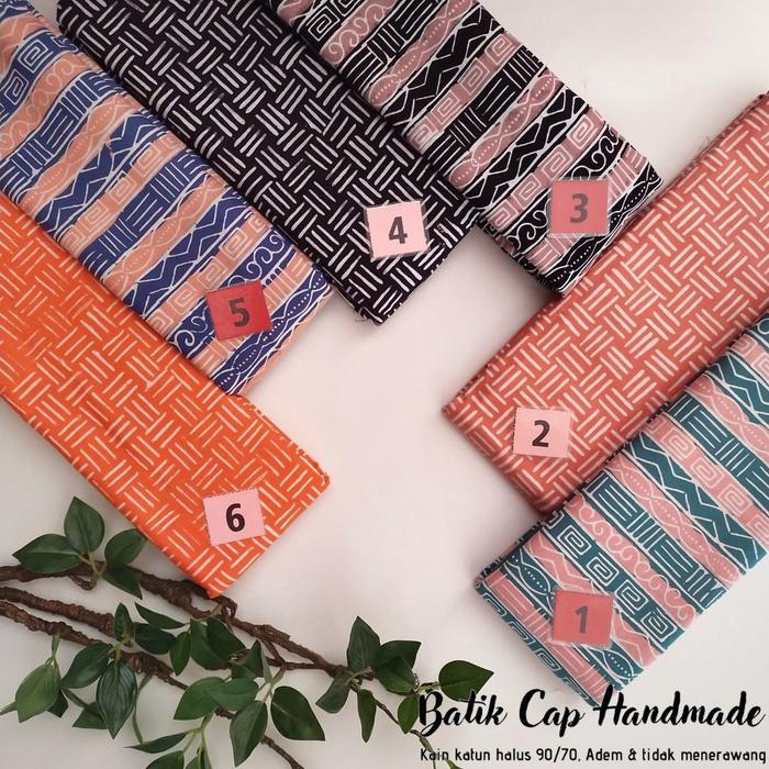 Kain Batik Cap Handmade Serian Tosca Pink Nude - Coksu Hitam -Abu Oren