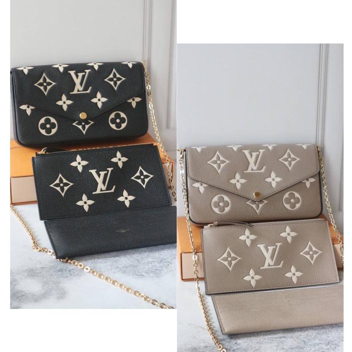 LOUIS VUITTON LV Felicie WOC Wallet on Chain Monogram Empreinte bicolor beige & black