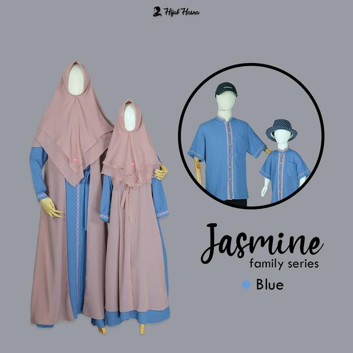 Dress Set Girl | Biru | Gamis Jasmine Blue By Hasna Hijab
