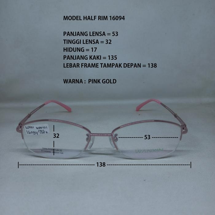 FRAME KACAMATA 16094 HALF RIM TITANIUM BULAT CEWEK