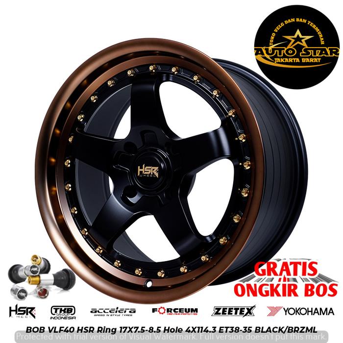 Velg mobil hsr bob vlf40 R17 lubang pcd 4x114,3 offset 38/35 warna black bronze machine lips cocok u