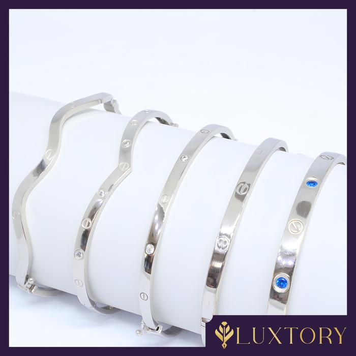 Gelang Emas Bangle Putih Permata 8K