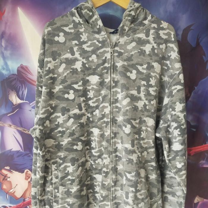 Disney Mickey Mouse Army Camo Jaket Zipper Hoodie Original Second Jpn