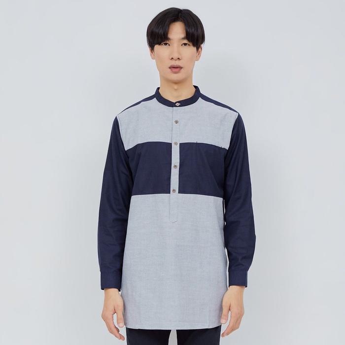 M321 KOKO KURTA PRIA PANJANG NAVY SIZE XL