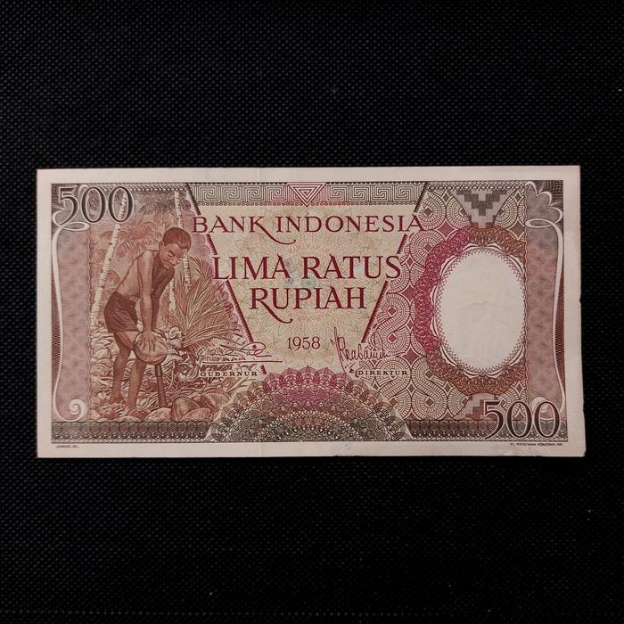 Seri X - Uang Kuno 500 Rupiah Seri Pekerja Pemecah Kelapa Tahun 1958