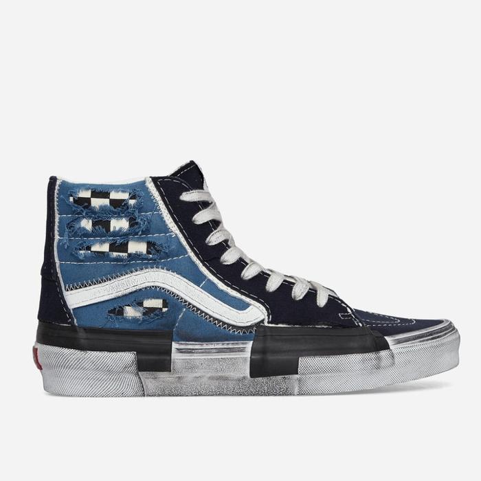 VANS SK8 HI RECONSTRUCT STRESSED CHECKERBOARD NAVY ORIGINAL RESMI