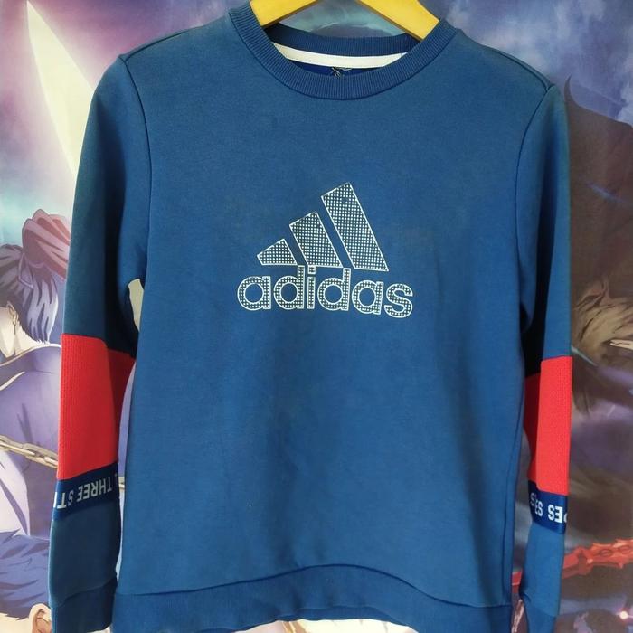 Adidas Blue Red Woman Sweater Crewneck Sport Original Second Brand