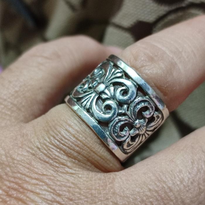 Vintage Silver Ring 925 Floral Carved 8.29