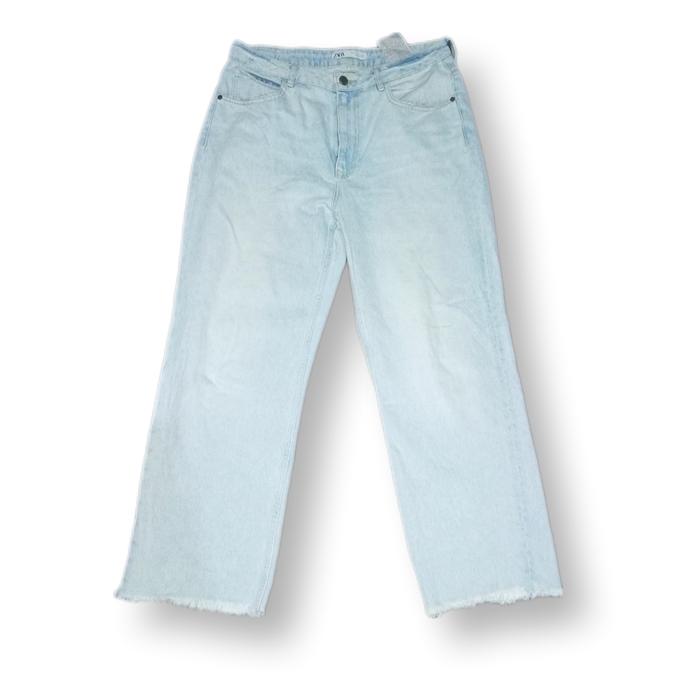 Celana jeans Zara denim boyfriend lose fit wash light blue