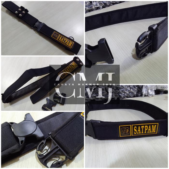 Sabuk Kopel Security Satpam Ceklok/Klik Hitam Logo Kuning-Kopel Satpam