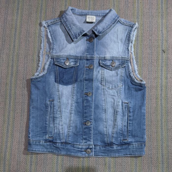 Vest Jacket Jeans Trucker Zara Girls Blue Washed Fading Original
