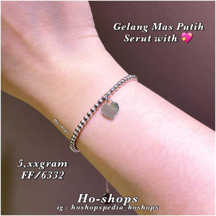 Gelang Serut Mas Putih Kadar 750 Asli Emas Max : 19cm