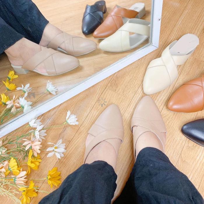 Sepatu Kulit Wanita Heels 3 cm Bahan Kulit Sapi Garut