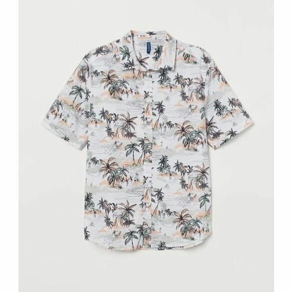Kemeja Pria Patterned Catton Shirt - Kemeja Pantai Pria HM003