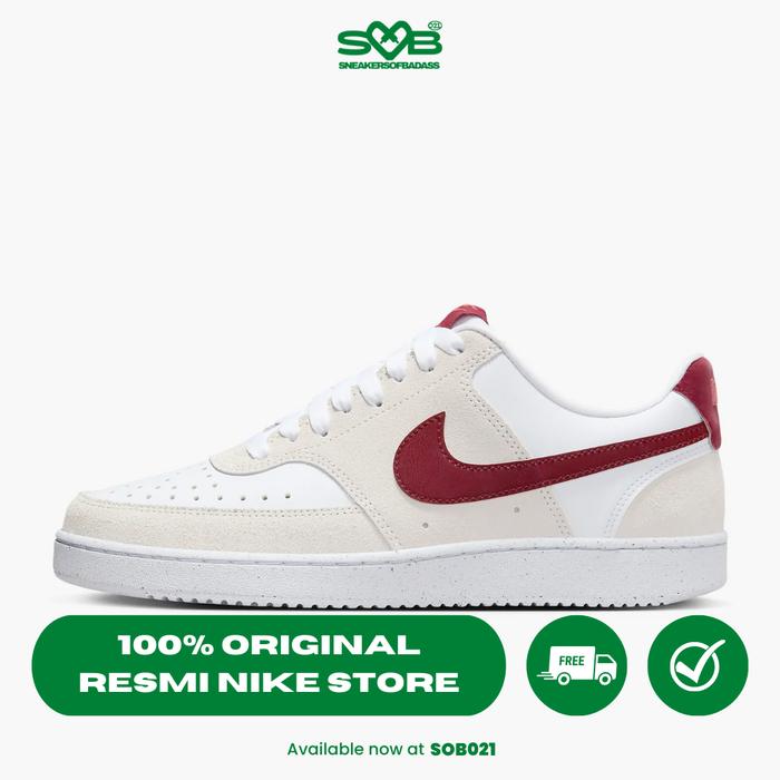 Nike Women's Court Vision Low Shoes White/Team Red - FQ7628-100