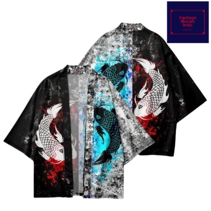 Kimono haori style koi pria wanita ukuran lengkap street style unisex