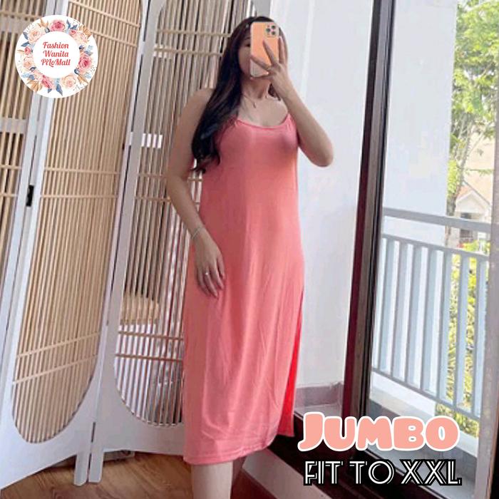 Tanktop Dress Jumbo Big Size Inner Daster Kaos Tank Top Tanpa Lengan