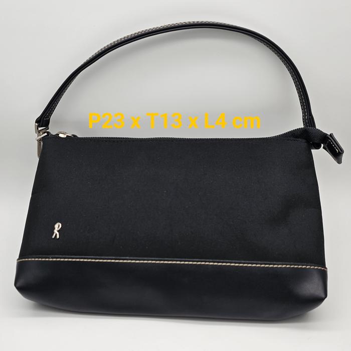 Roberta di camerino Italy auth hand bag tas pesta kulit asli & kanvas