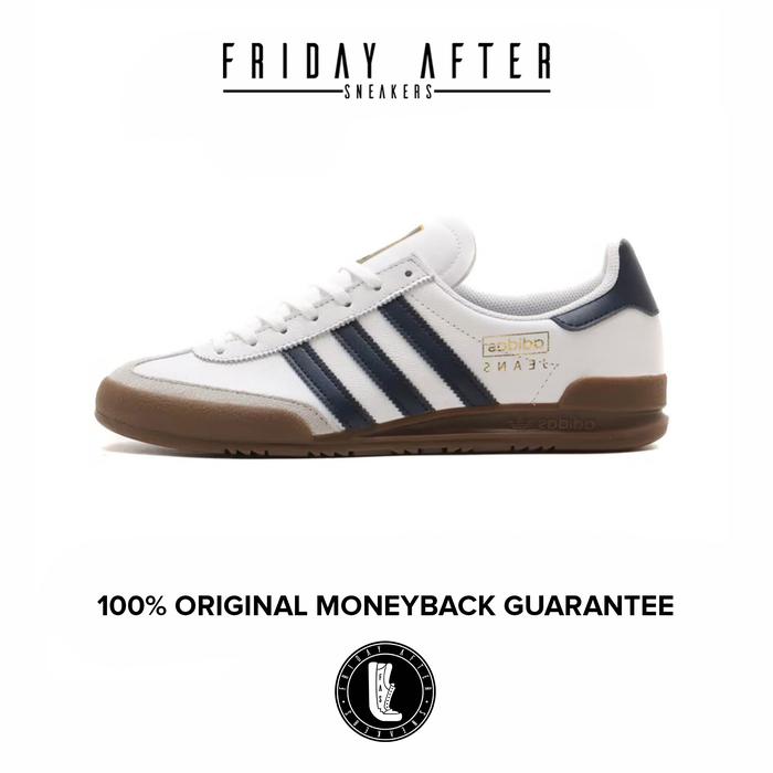 Sepatu Sneakers Pria Adidas Jeans White Collegiate Navy Gum Original