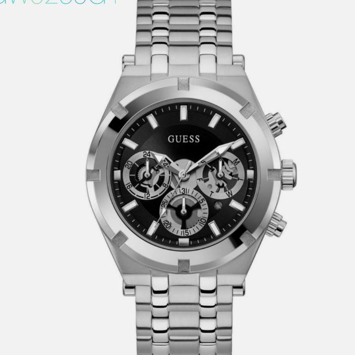 ARLOJI26 JAM TANGAN PRIA GUESS GW0260G1 SILVER BLACK DIAL ORIGINAL