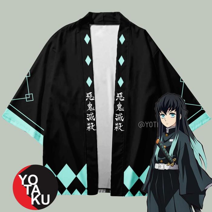 div Haori Cardigan Anime Demon Slayer Muichiro Tokito Kostum Cosplay