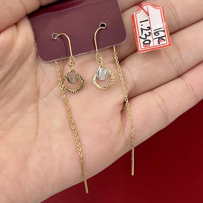 ARGOLD - AARON - AT - ANTING JARUM PANJANG VARIASI CUKIT EMAS 16K
