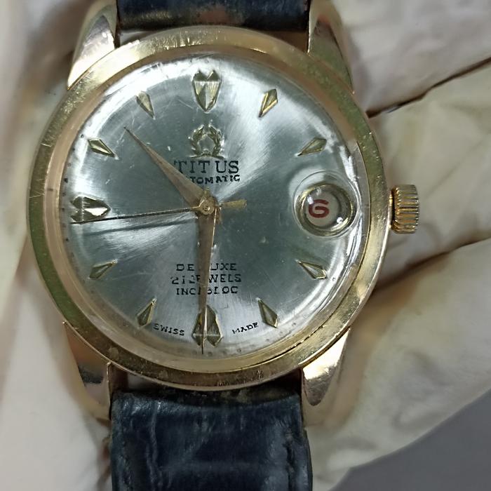 Jam Pria Automatic NET Titus silver dial with gold casing tone nice