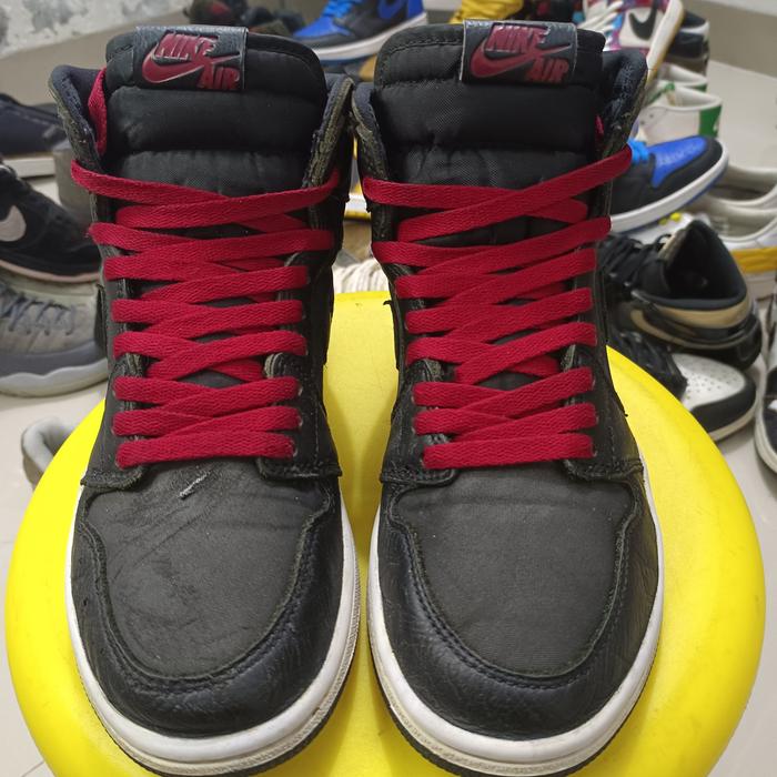 aj high black satin sz40