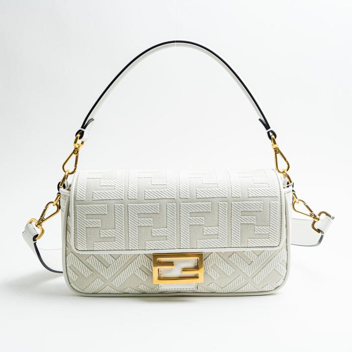 Fendi Baguette FF Canvas Shoulder Bag