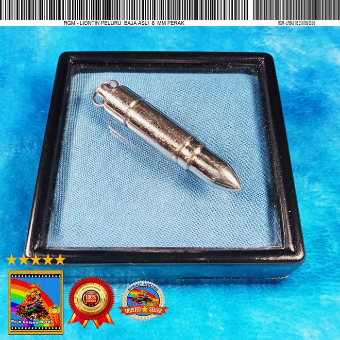 Liontin Peluru  Baja Asli 8  MM Perak