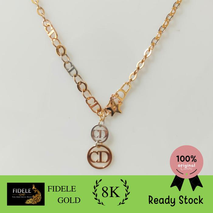 Kalung fashion bintang emas asli rose gold HWT fashion