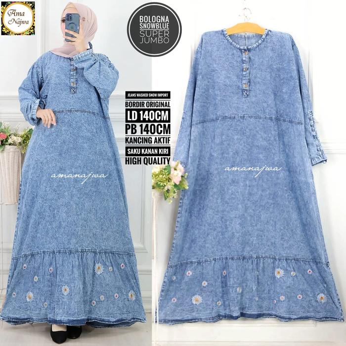 Bologna maxy gamis super jumbo bigsize xxxl ld 135cm denim jeans 21/12
