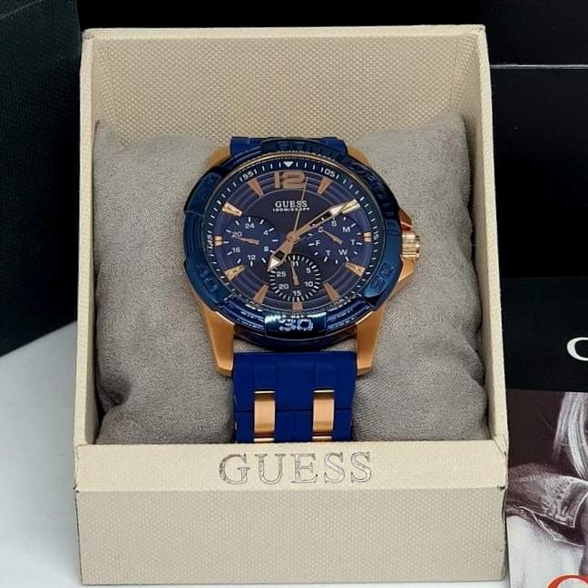ARLOJI26 JAM TANGAN PRIA GUESS W0366G4 BLUE ROSE GOLD ORIGINAL