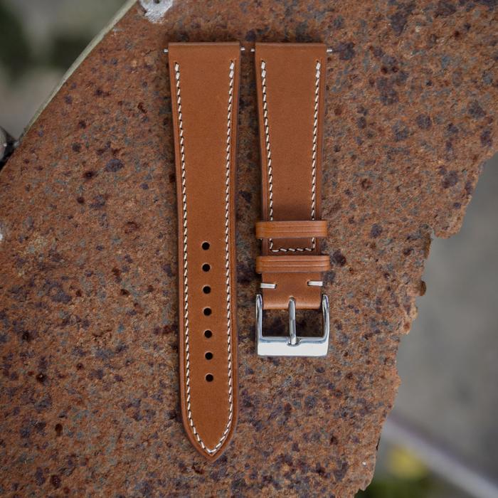trive Handmade Leather Strap / tali jam kulit buttero camel
