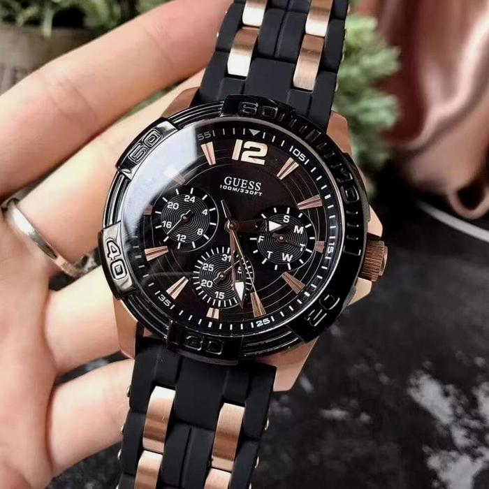 ARLOJI26 JAM TANGAN PRIA GUESS W0366G3 BLACK ROSEGOLD ORIGINAL