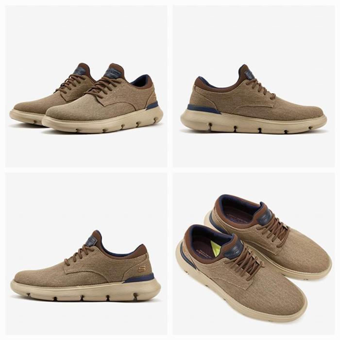 SALEEE 100%Original Skechers Garza Romano Brown Men's Sneakers Shoes
