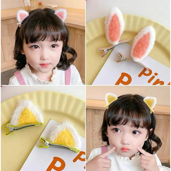 Sepasang Jepit Neko Anak Perempuan 2Pcs Jepit Rambut Telinga Kucing